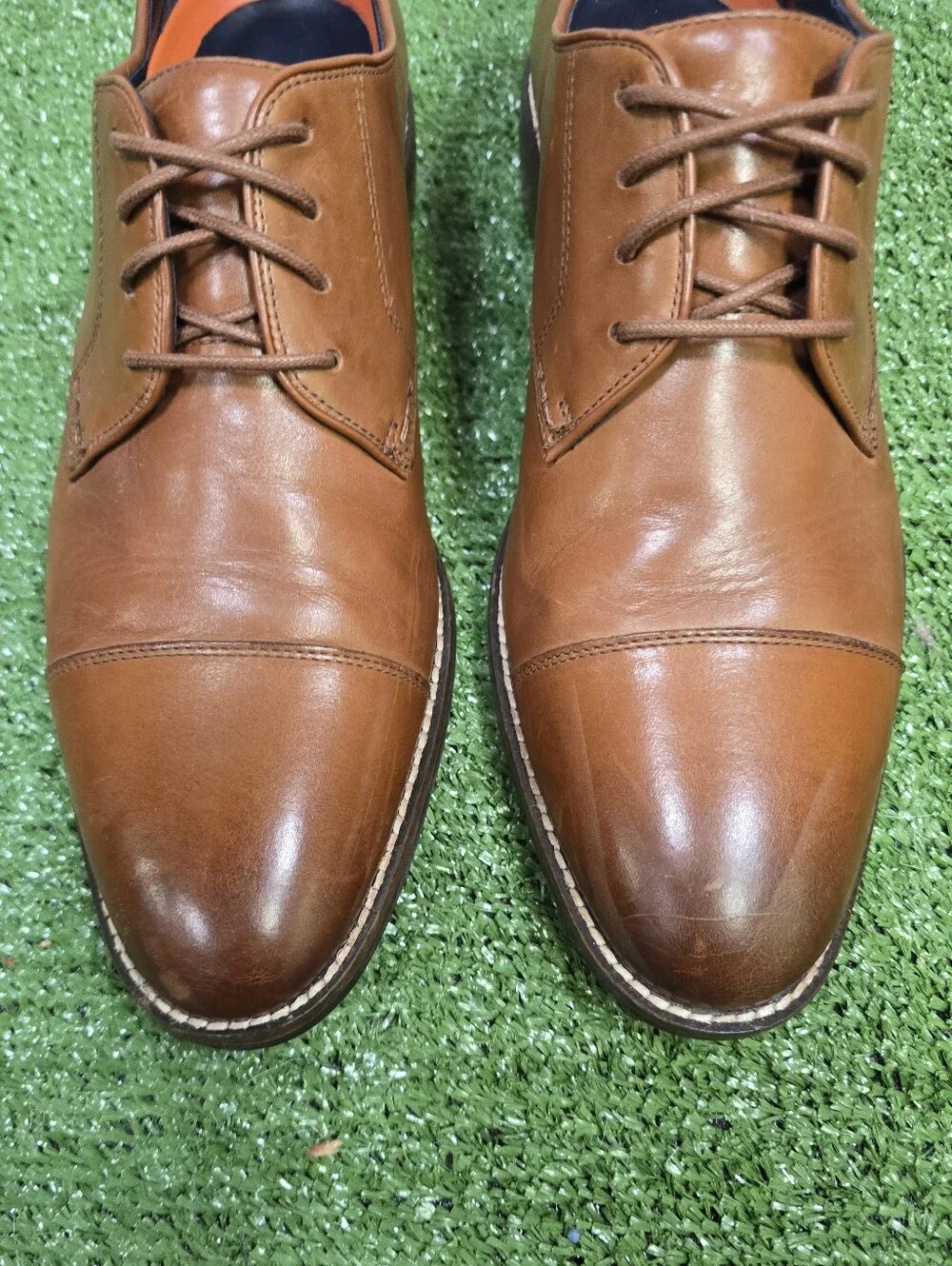 Cole Haan Lenox Hill Cap Toe Oxford Polished Leather British Brown Size 8.5